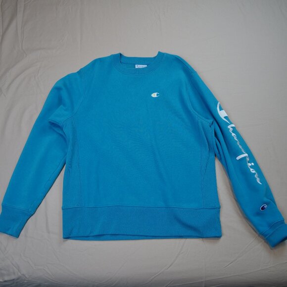 Champion Blue Reverse Weave Crewneck Sweatshirt - Picture 1 of 6
